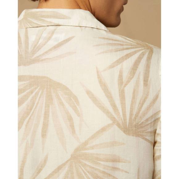 NEW ONIA air linen convertible camp shirt in sand / white - Picture 7 of 7